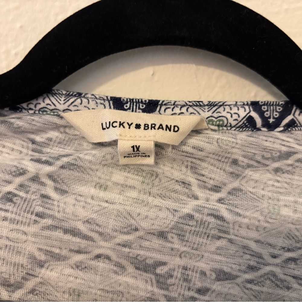 Lucky Brand Blue & Green Mixed-Print V-Neck Tunic - Picture 2 of 2